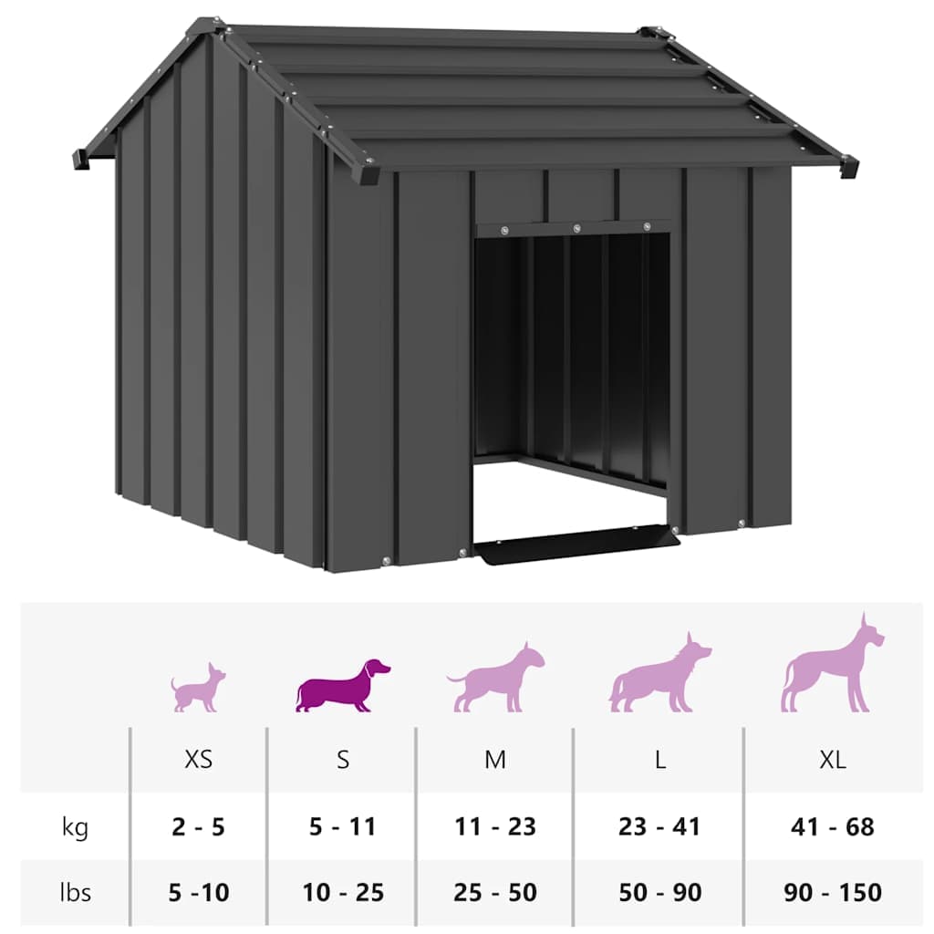 Casetta per Cani con Tetto 85x107x81 cm Acciaio Zincato — miniatura 6 di 6