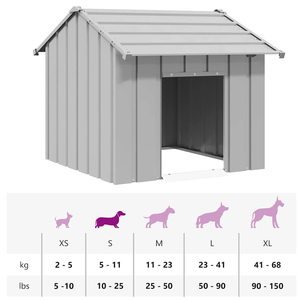 Casetta per Cani con Tetto 85x107x81 cm Acciaio Zincato — miniatura 6 di 6
