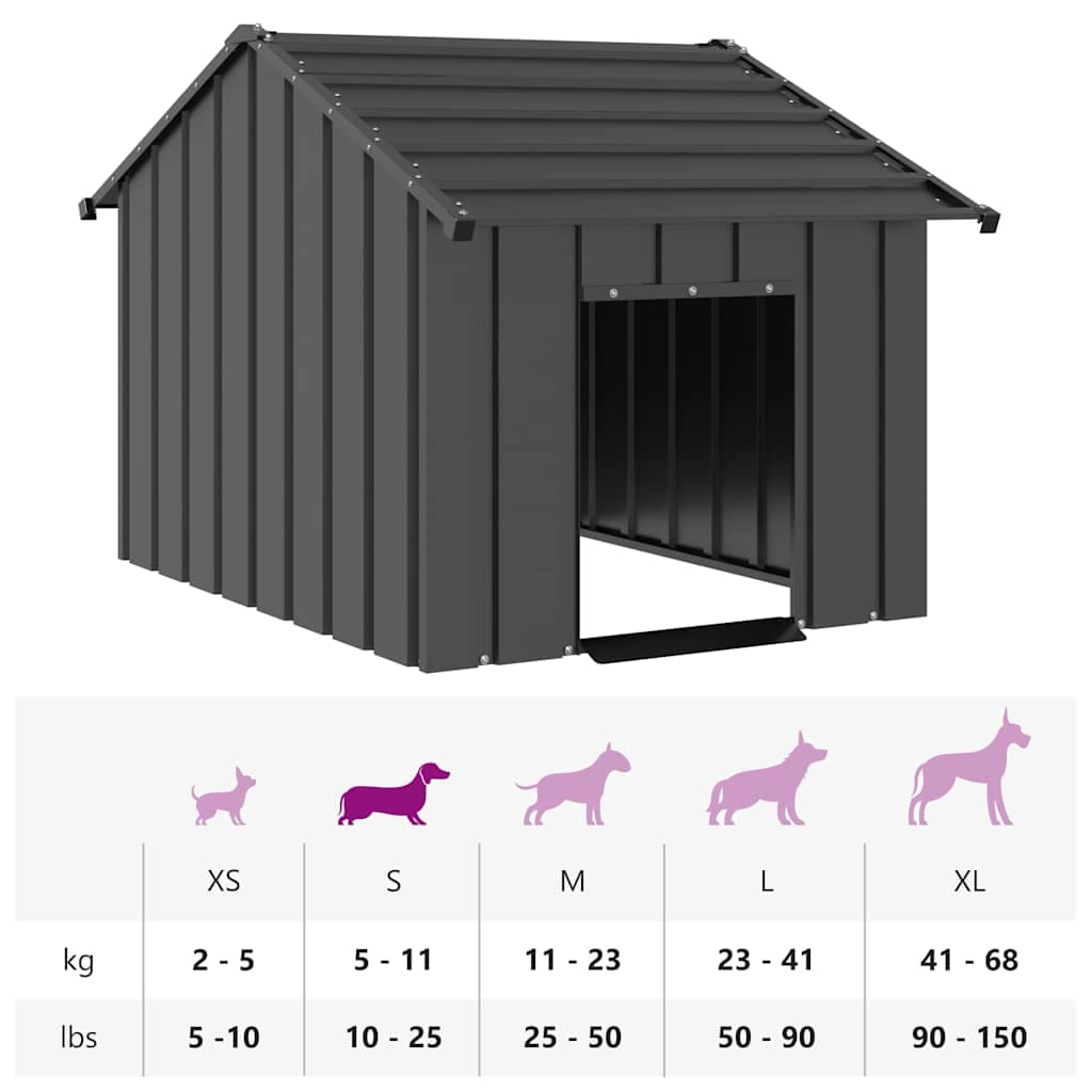 Casetta per Cani con Tetto 83x130x85 cm Acciaio Zincato — miniatura 6 di 6