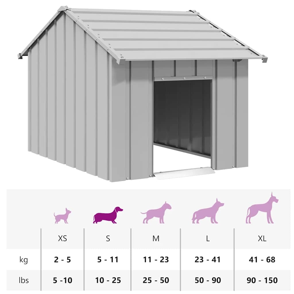Casetta per Cani con Tetto 83x130x85 cm Acciaio Zincato — miniatura 6 di 6