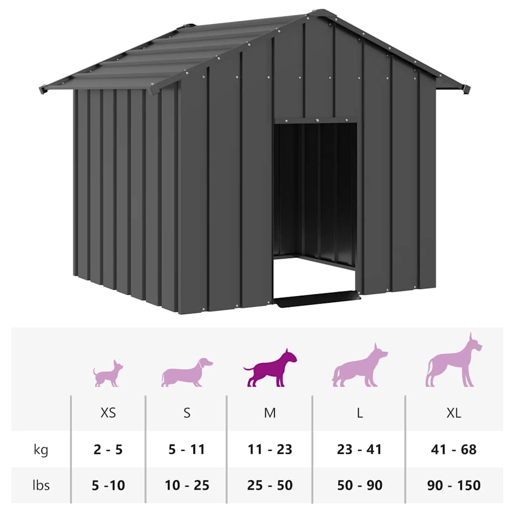 Casetta per Cani con Tetto 131x101x102 cm Acciaio Zincato — foto 6 di 6