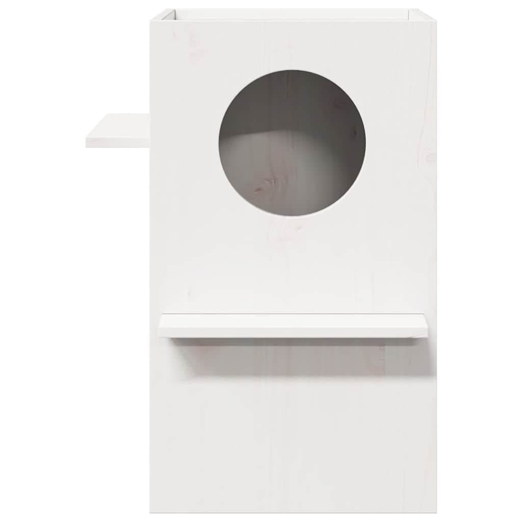 Cuccia per Gatti Bianca 43x43x60 cm in Legno Massello di Pino — miniatura 2 di 5