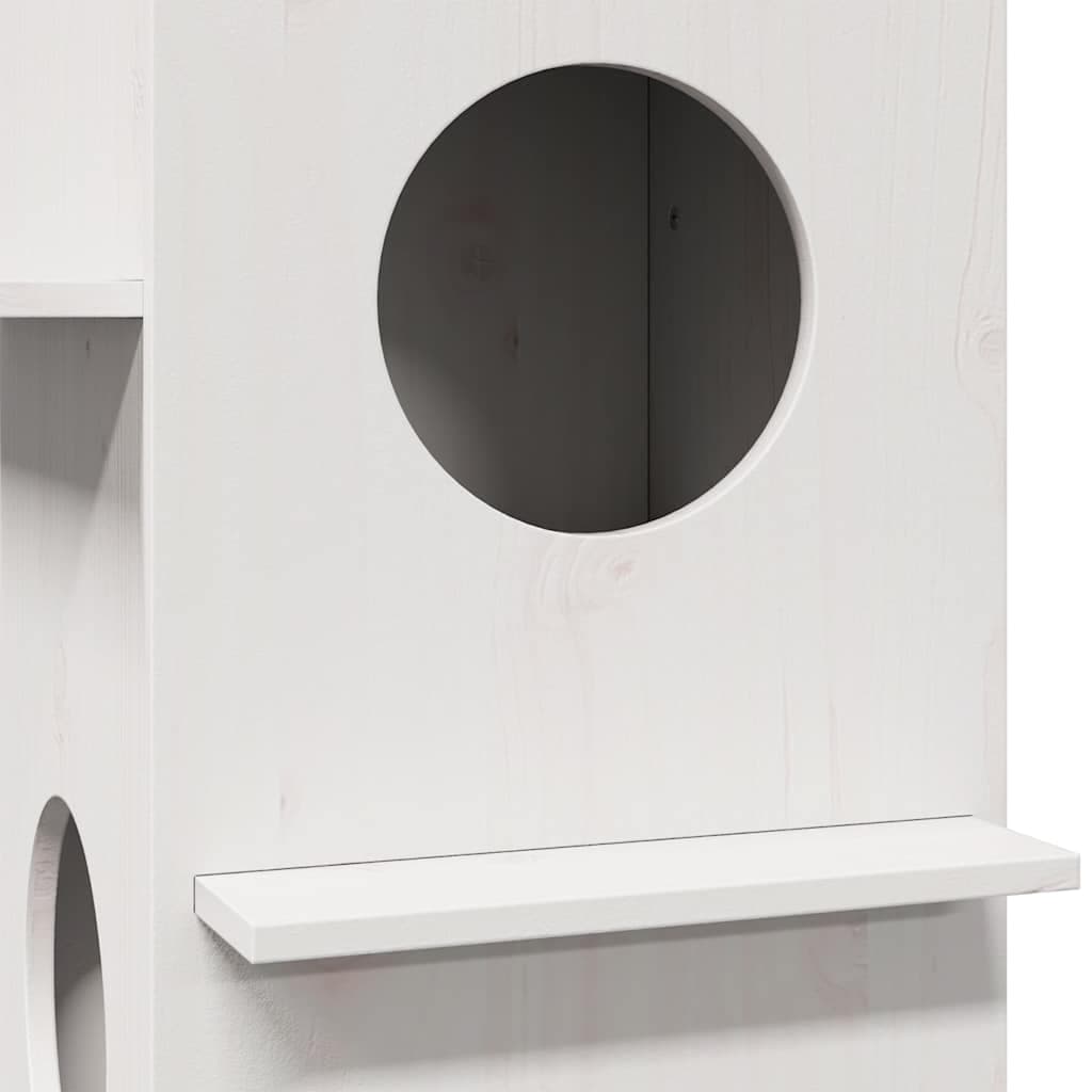 Cuccia per Gatti Bianca 43x43x60 cm in Legno Massello di Pino — miniatura 4 di 5