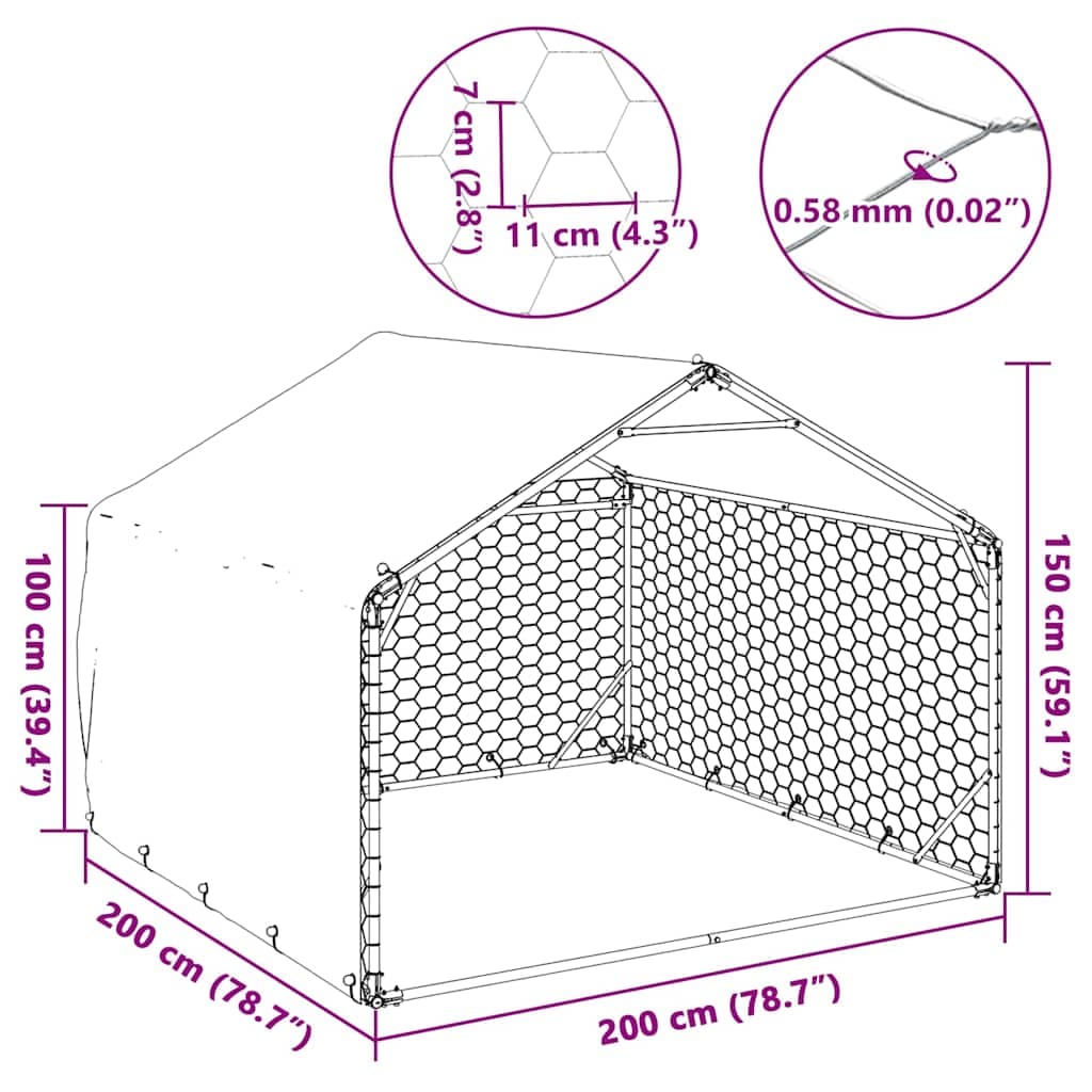 Cuccia per cani da esterno con copertura 2x2x1,5 m in acciaio zincato — miniatura 5 di 5