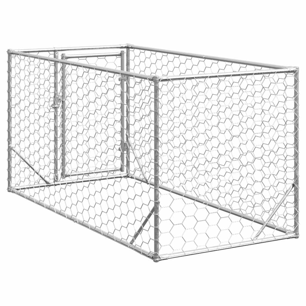 Cuccia per cani da esterno con porta 2x1x1 m in acciaio zincato — miniatura 3 di 6