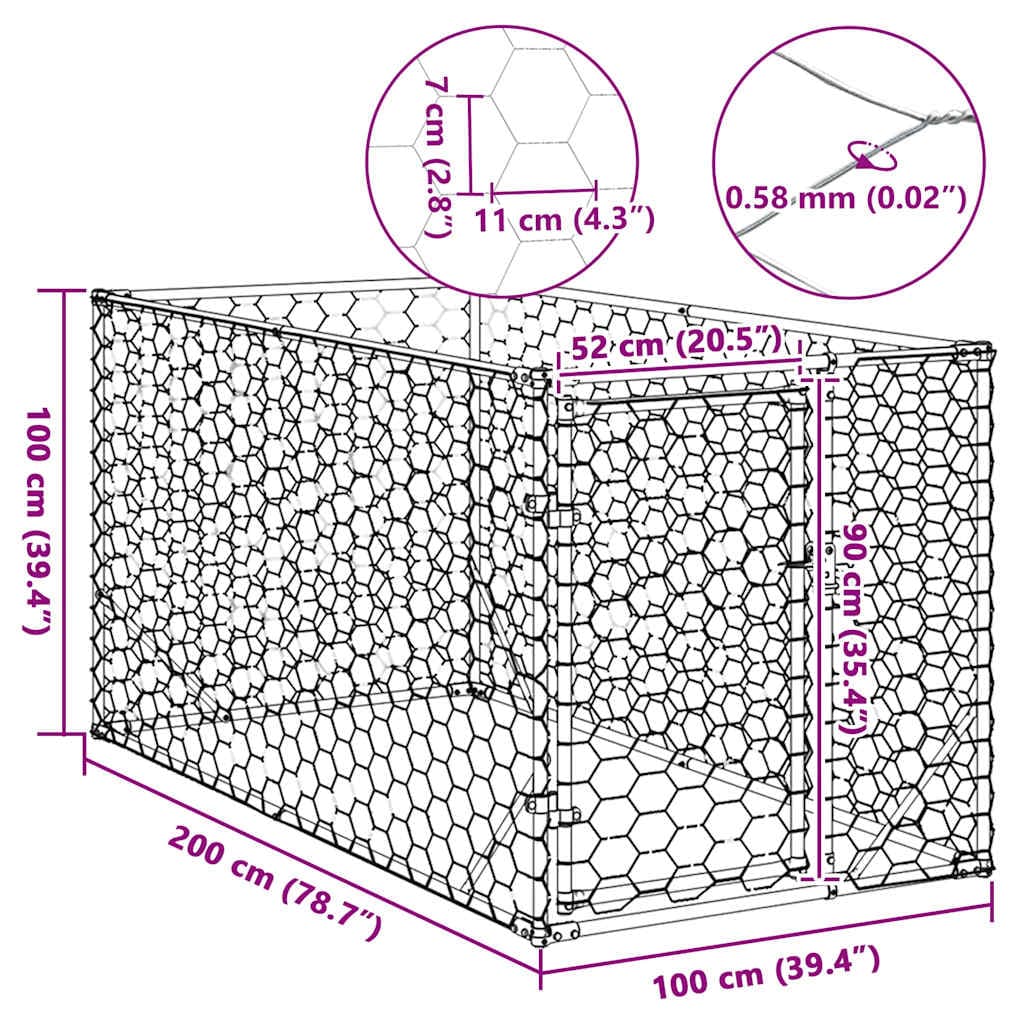 Cuccia per cani da esterno con porta 2x1x1 m in acciaio zincato — miniatura 6 di 6