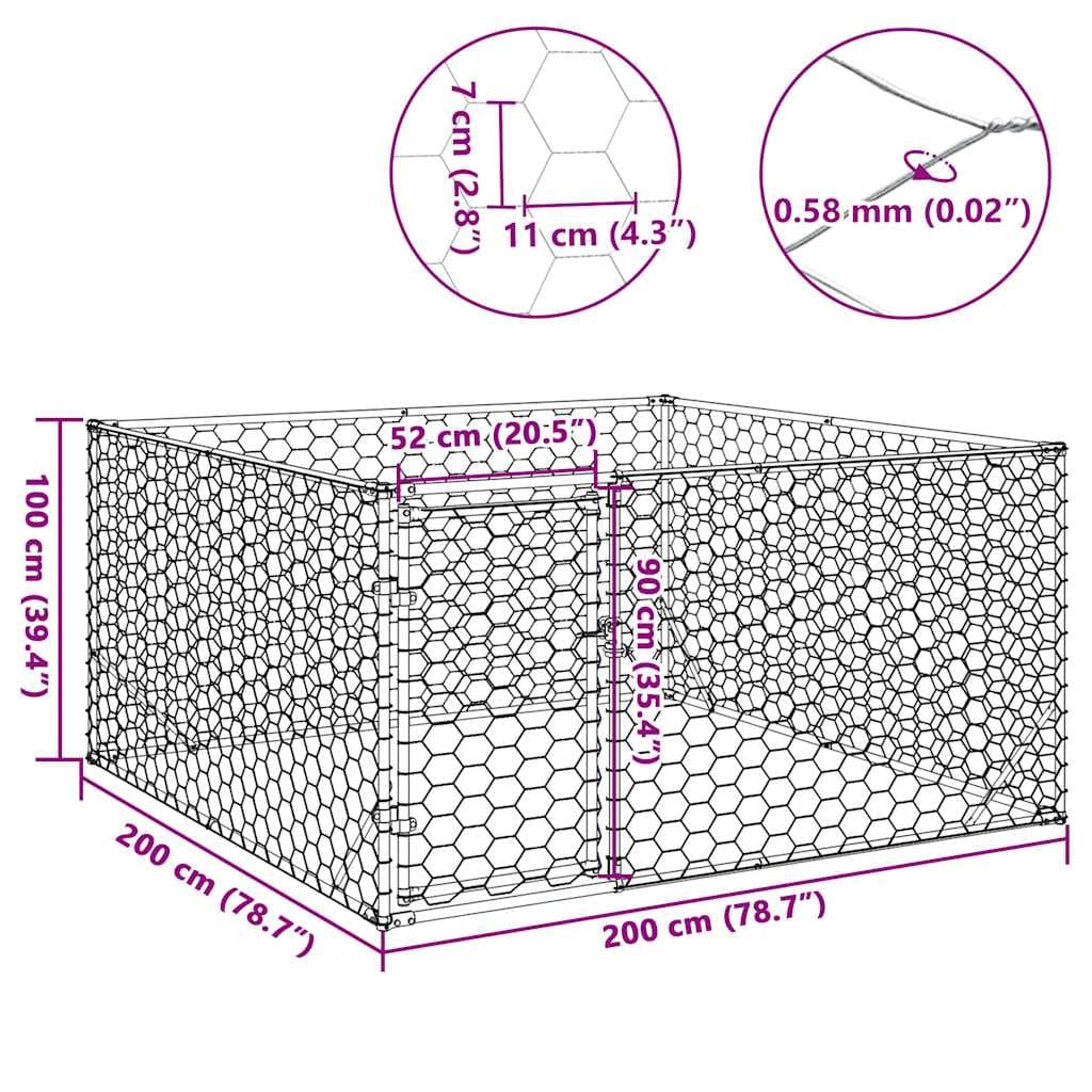 Cuccia per cani da esterno con porta 2x2x1 m in acciaio zincato — miniatura 6 di 6