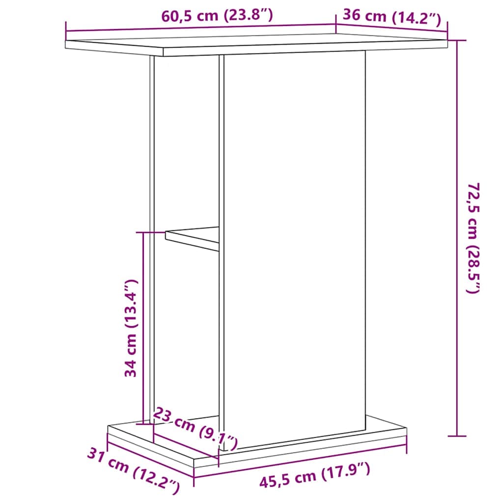Supporto per Acquario 60,5x36x72,5cm Multistrato Rovere Nero — miniatura 9 di 10
