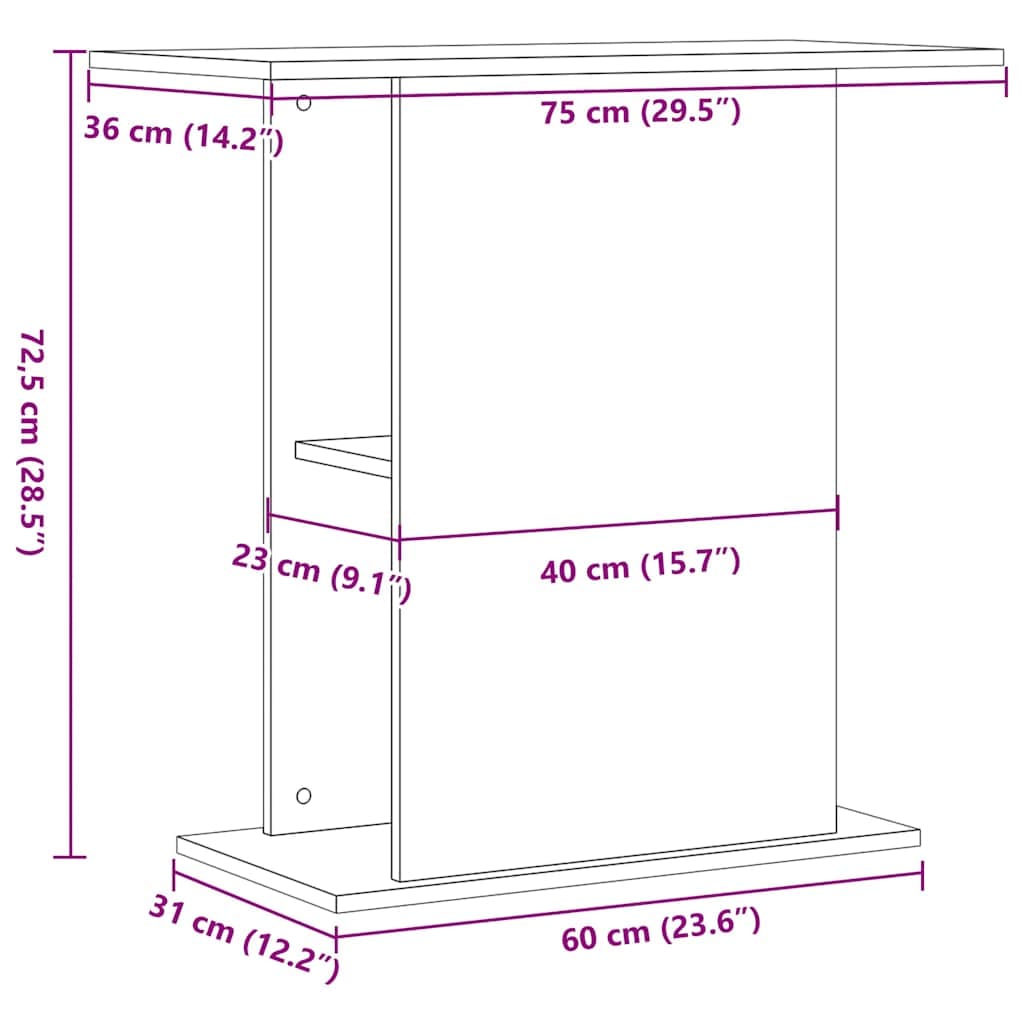 Supporto per acquario in rovere nero 75x36x72,5 cm — miniatura 9 di 10