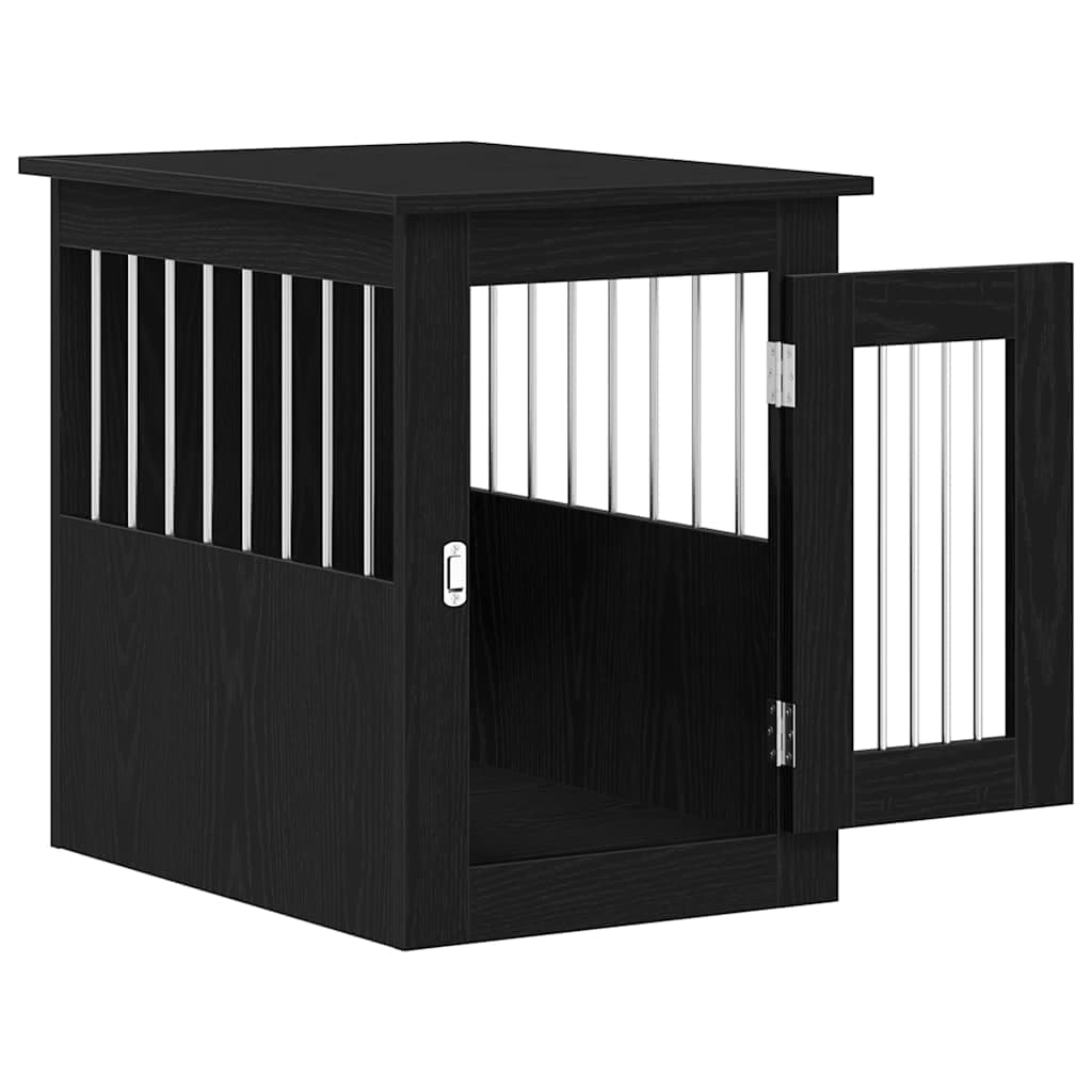 Trasportino per Cani Rovere Nero 45x62x59 cm in Legno Aggregato — miniatura 4 di 12