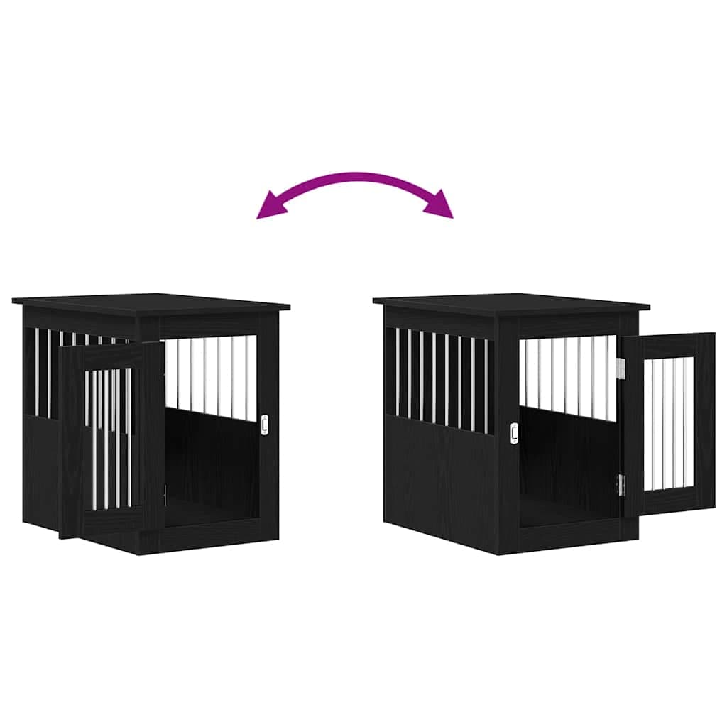 Trasportino per Cani Rovere Nero 45x62x59 cm in Legno Aggregato — miniatura 8 di 12