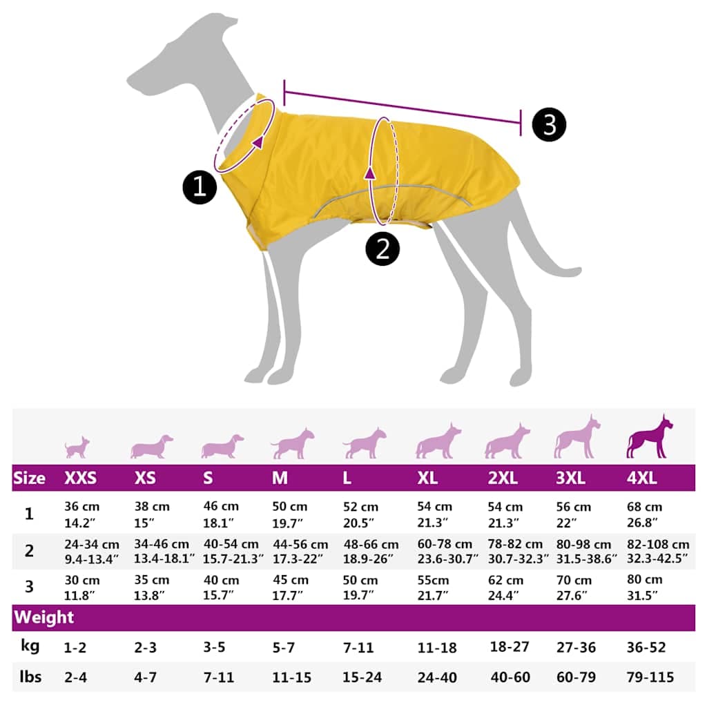 Impermeabile per Cani con Strisce Riflettenti Poliestere 4XL — miniatura 12 di 12