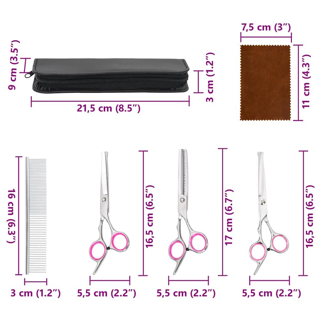 Set Forbici da Toelettatura Cani 4 pz in Acciaio Inossidabile — miniatura 6 di 6