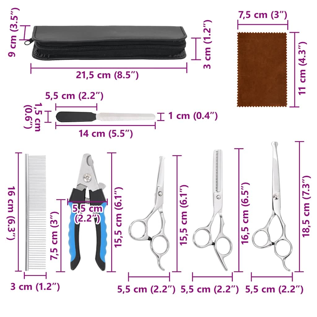 Set Forbici da Toelettatura Cani 6 pz in Acciaio Inossidabile — miniatura 6 di 6
