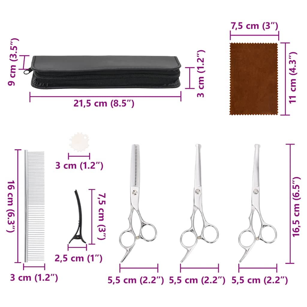 Set Forbici da Toelettatura Cani 7 pz in Acciaio Inossidabile — miniatura 6 di 6