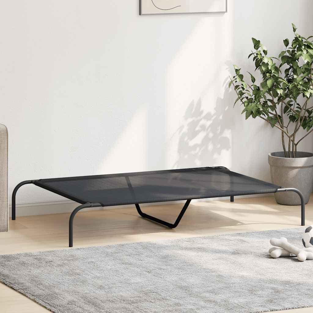 Cuccia per Cani Rialzata Nera 130x80x20 cm Textilene e Acciaio — miniatura 3 di 8