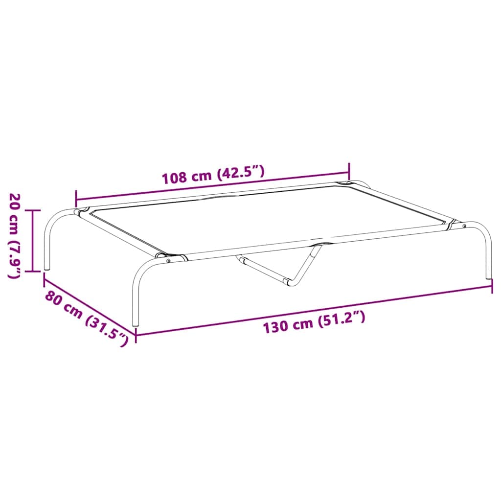 Cuccia per Cani Rialzata Nera 130x80x20 cm Textilene e Acciaio — miniatura 7 di 8