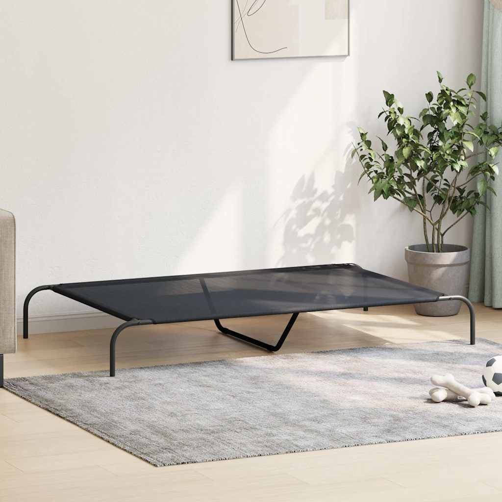 Cuccia per Cani Rialzata Nera 150x90x20 cm Textilene e Acciaio — foto 3 di 8