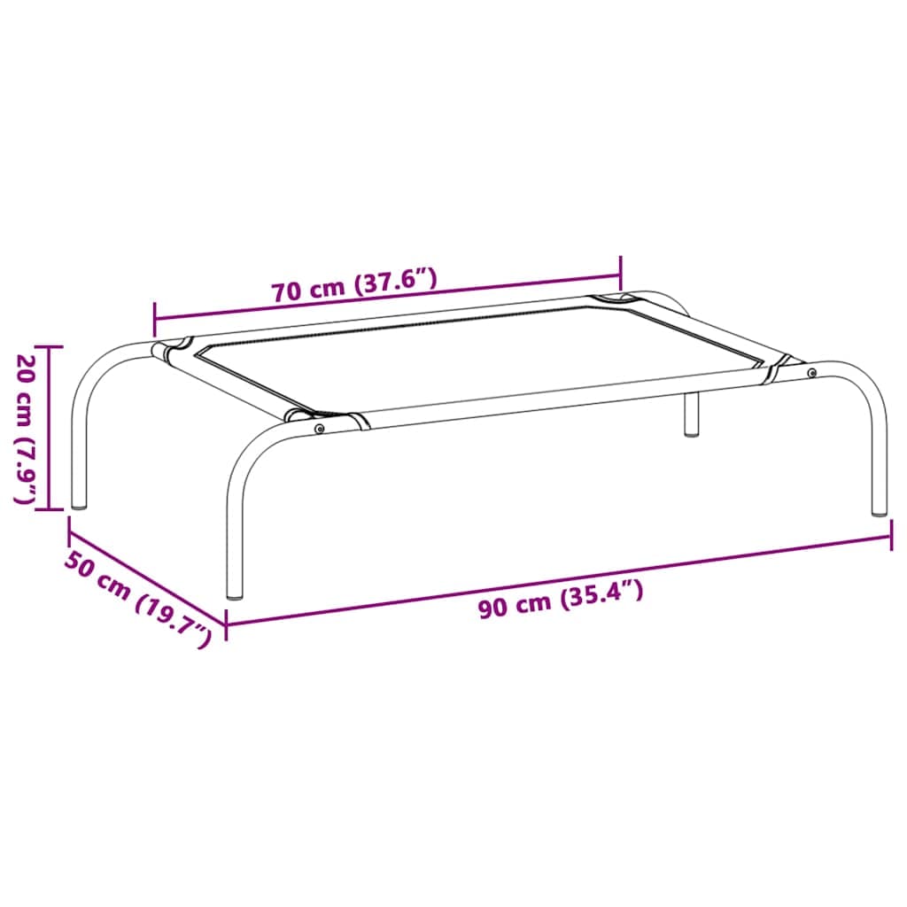 Cuccia per Cani Rialzata Nera 90x50x20 cm Tela Oxford e Acciaio — miniatura 7 di 8