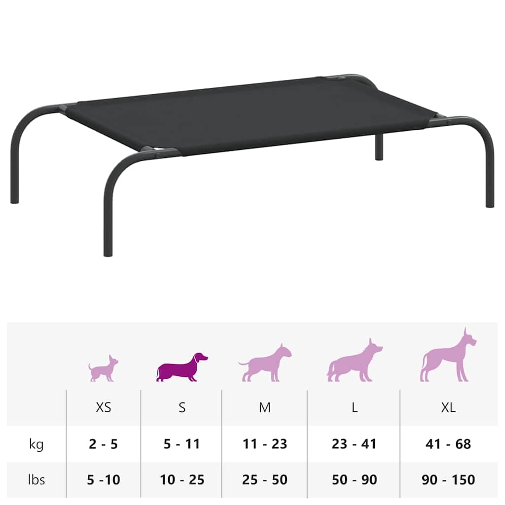 Cuccia per Cani Rialzata Nera 90x50x20 cm Tela Oxford e Acciaio — miniatura 8 di 8