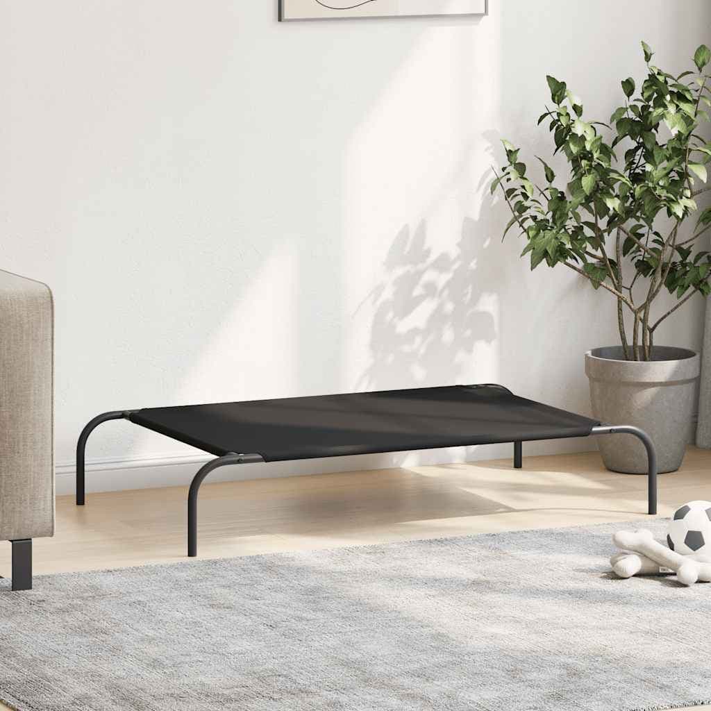 Cuccia per Cani Rialzata Nera 110x65x20cm Tela Oxford e Acciaio — miniatura 3 di 8