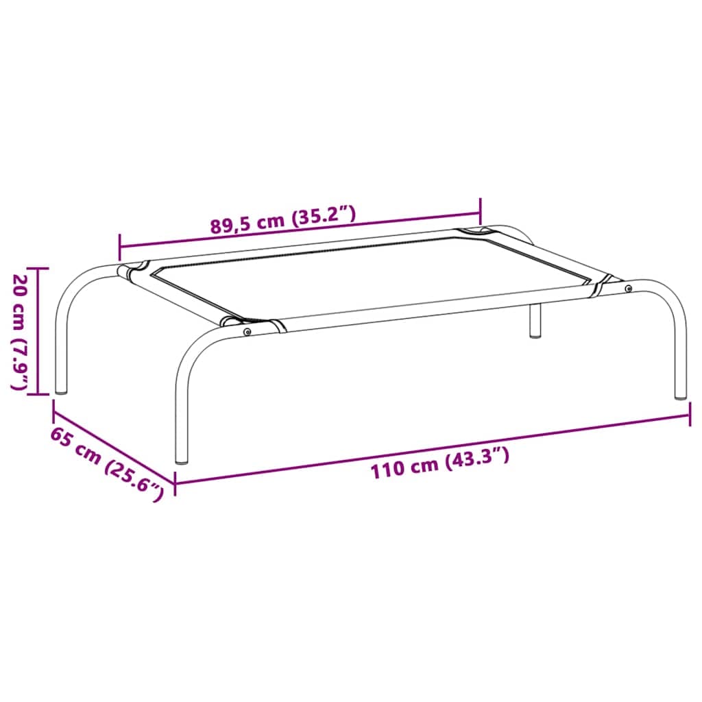 Cuccia per Cani Rialzata Nera 110x65x20cm Tela Oxford e Acciaio — miniatura 7 di 8