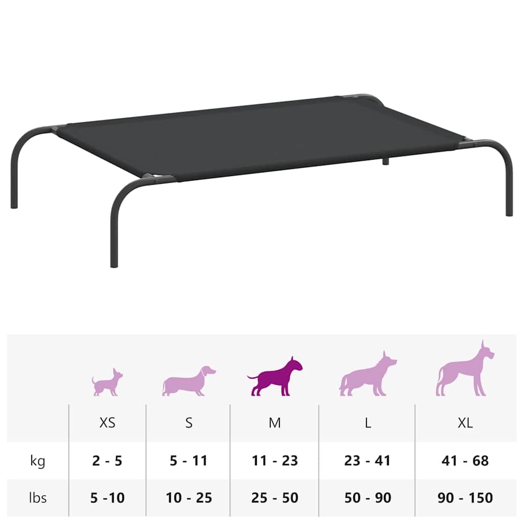 Cuccia per Cani Rialzata Nera 110x65x20cm Tela Oxford e Acciaio — miniatura 8 di 8