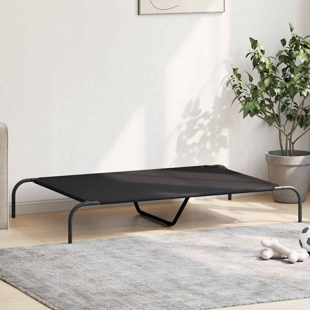 Cuccia per Cani Rialzata Nera 130x80x20cm Tela Oxford e Acciaio — miniatura 3 di 8