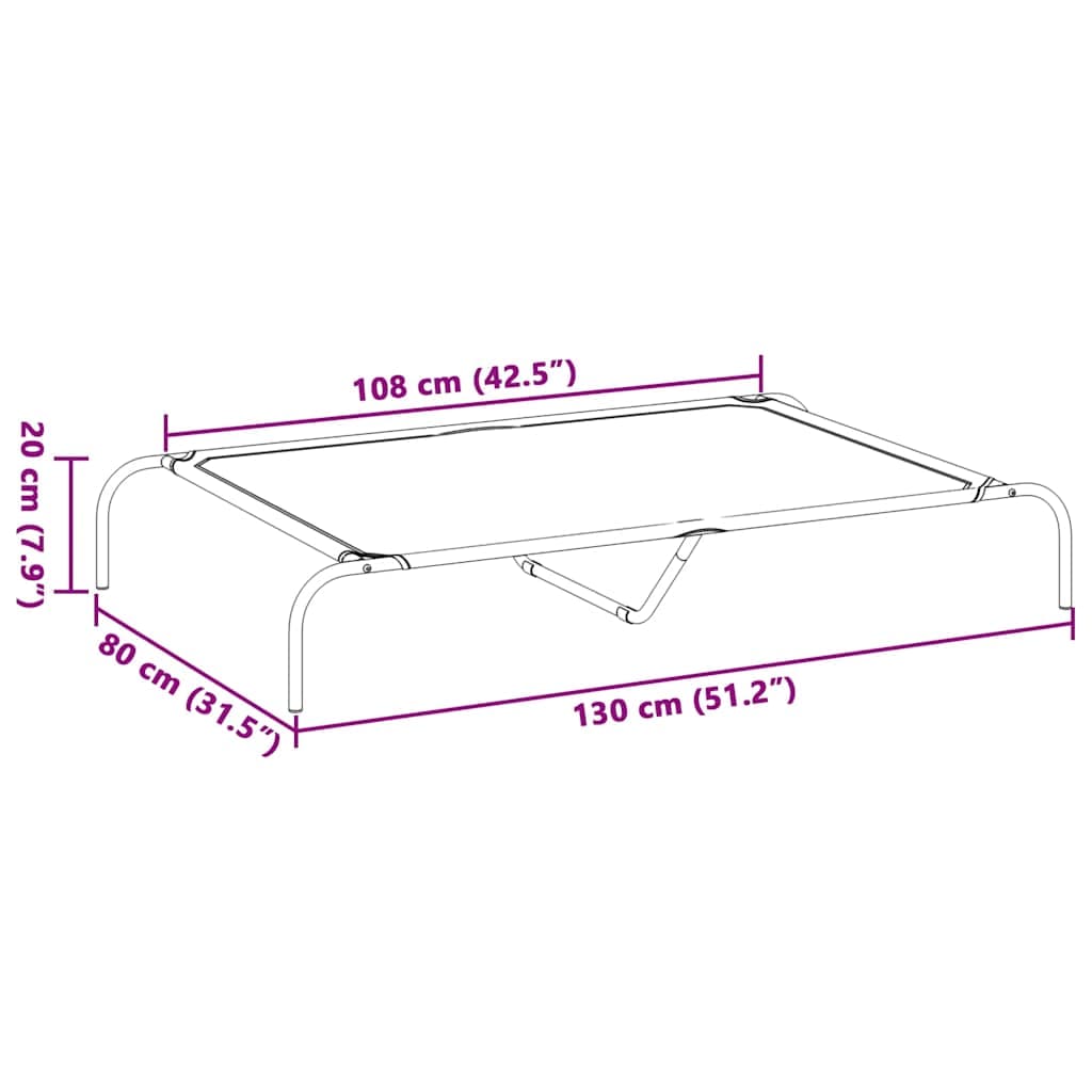 Cuccia per Cani Rialzata Nera 130x80x20cm Tela Oxford e Acciaio — miniatura 7 di 8