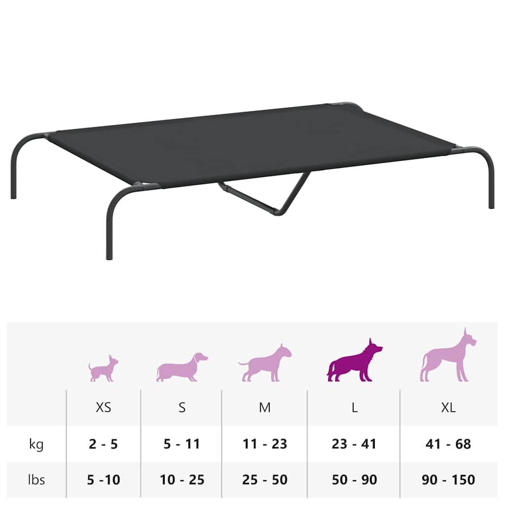 Cuccia per Cani Rialzata Nera 130x80x20cm Tela Oxford e Acciaio — miniatura 8 di 8