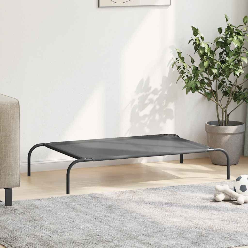 Cuccia per Cani Rialzata Grigia 110x65x20cm Textilene e Acciaio — miniatura 3 di 8