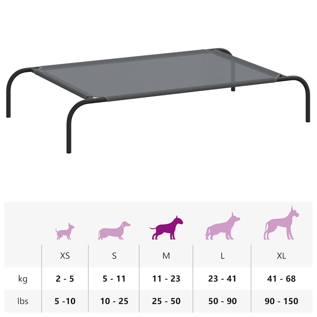 Cuccia per Cani Rialzata Grigia 110x65x20cm Textilene e Acciaio — miniatura 8 di 8