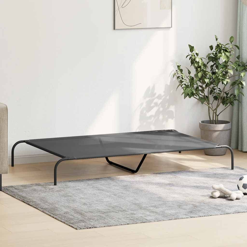Cuccia per Cani Rialzata Grigia 150x90x20cm Textilene e Acciaio — miniatura 3 di 8