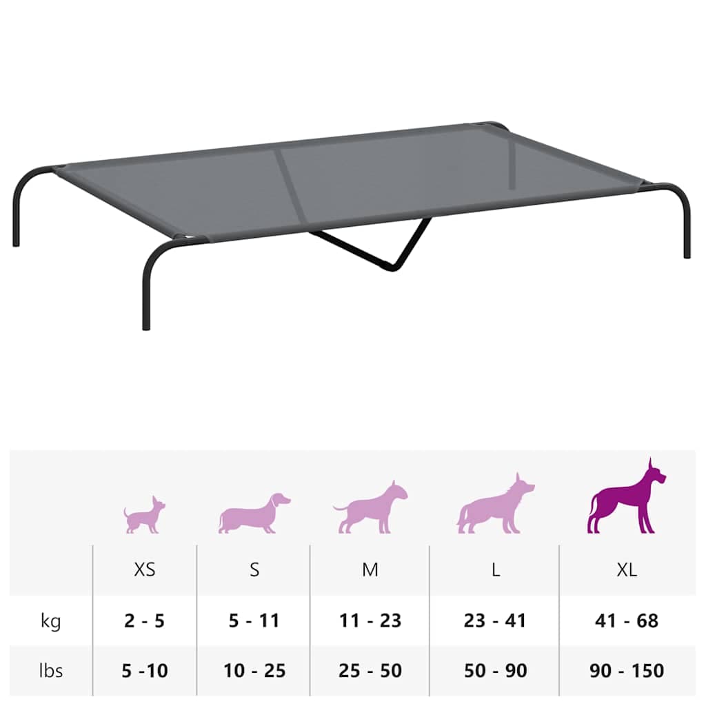 Cuccia per Cani Rialzata Grigia 150x90x20cm Textilene e Acciaio — miniatura 8 di 8