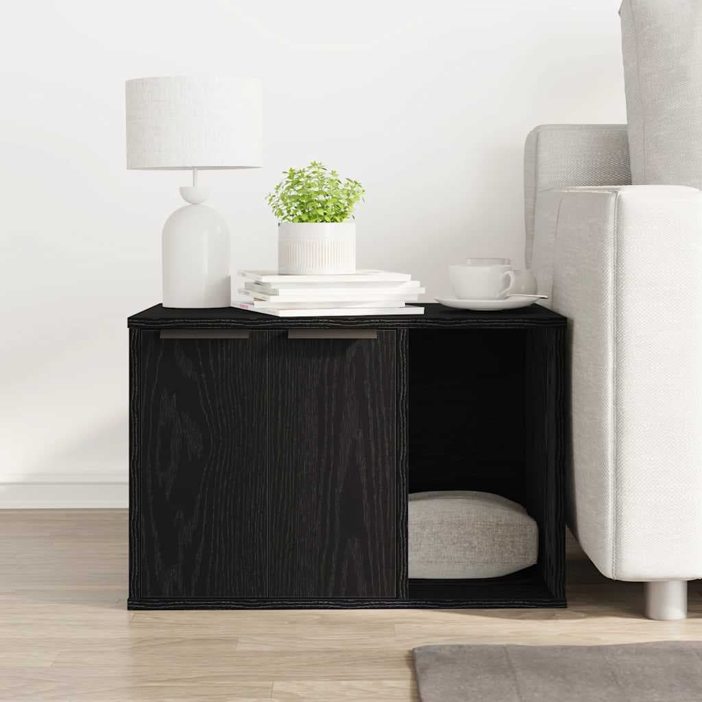 Lettiera per gatti in rovere nero 60x40x40 cm in legno ingegnerizzato — miniatura 3 di 12
