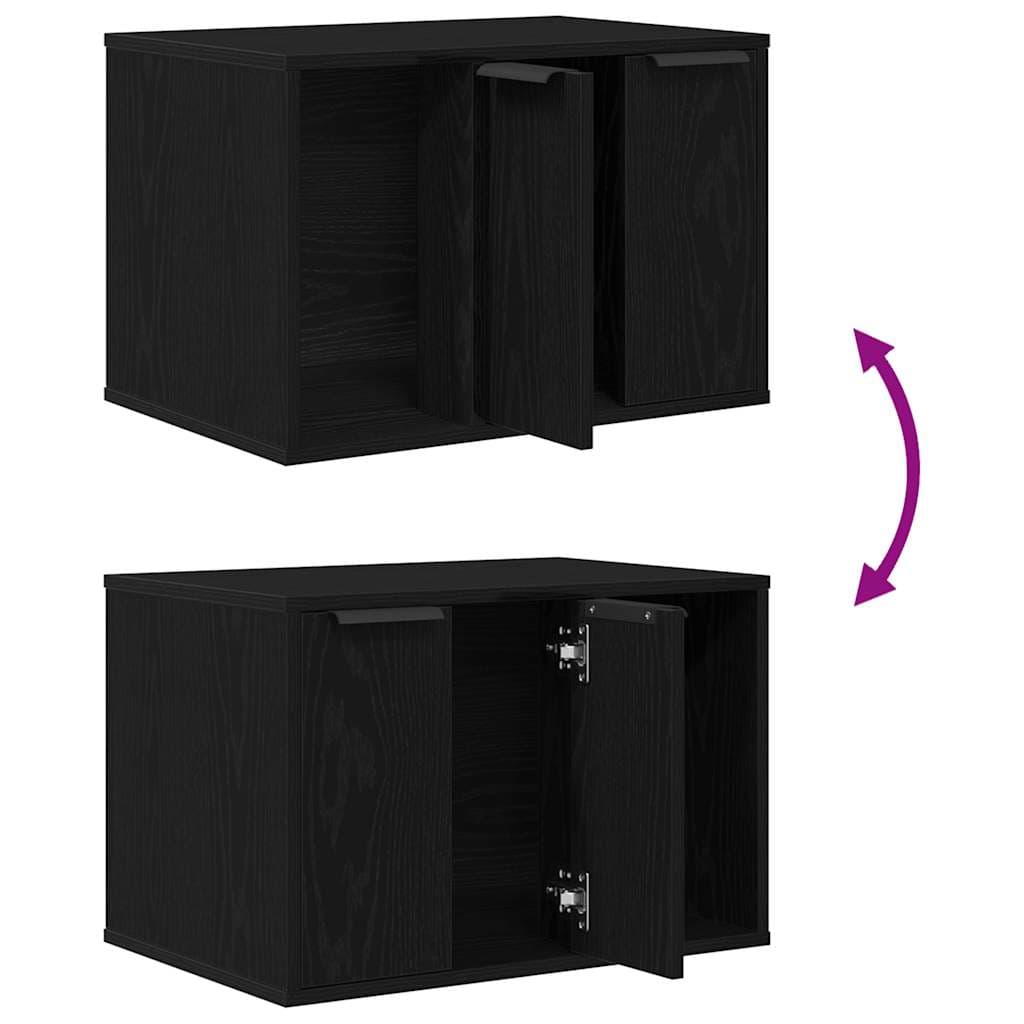 Lettiera per gatti in rovere nero 60x40x40 cm in legno ingegnerizzato — miniatura 8 di 12