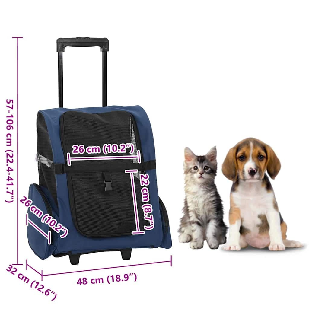 Carrello per animali domestici 3 in 1 Design Blu 48x32x(57-106) cm Tessuto Oxford — foto 10 di 10