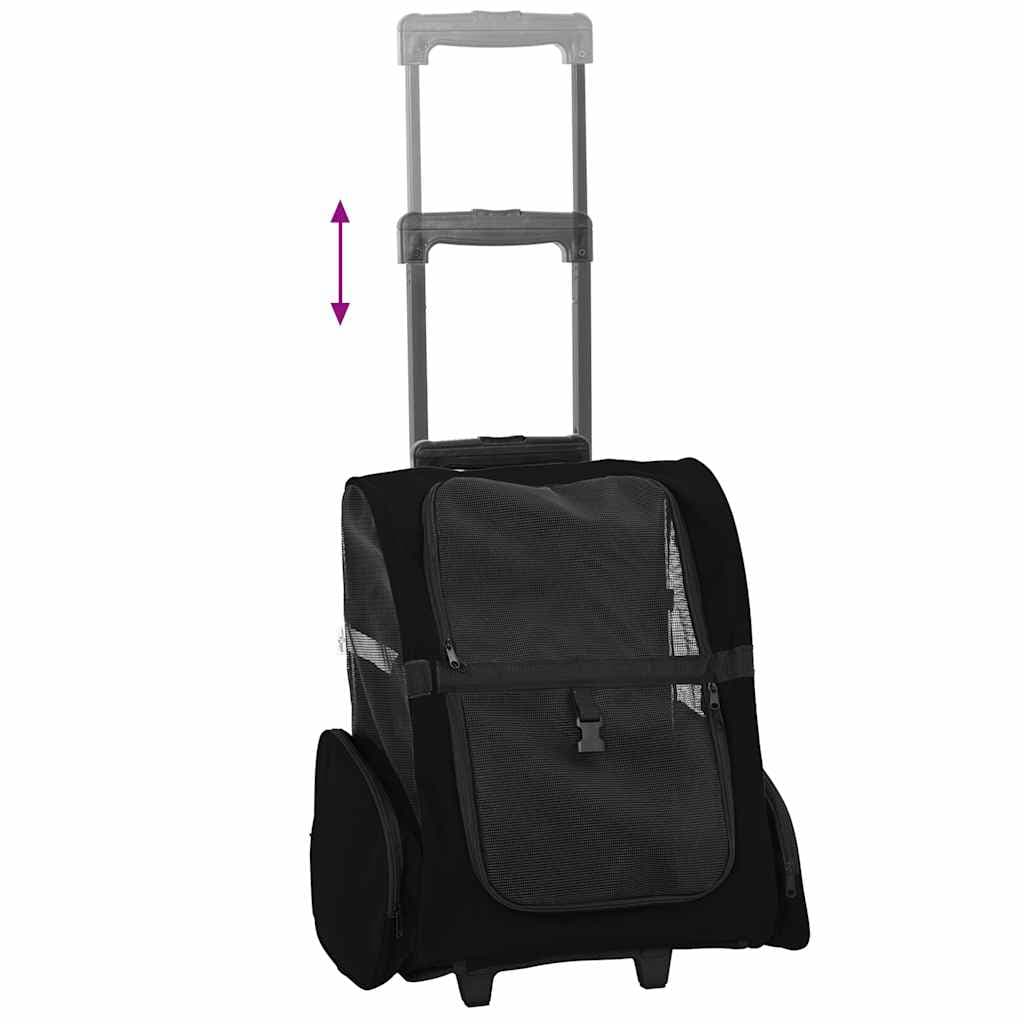 Carrello per Animali 3 in 1 Design Nero 48x32x(57-106) cm Tessuto Oxford — foto 5 di 10