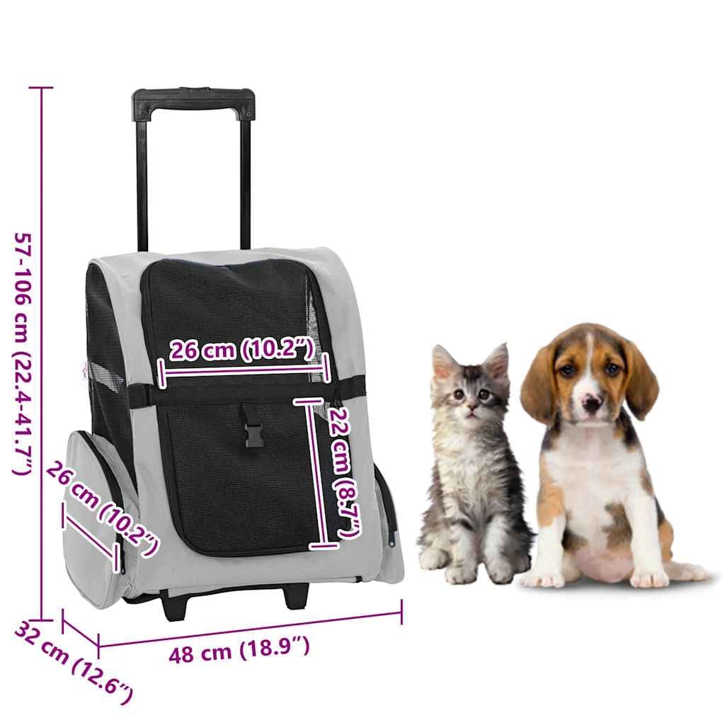 Carrello per animali domestici 3 in 1 design grigio 48x32x(57-106) cm tessuto Oxford — miniatura 10 di 10