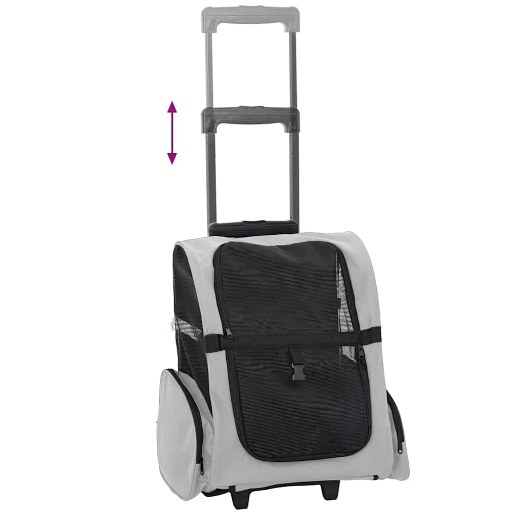 Carrello per animali domestici 3 in 1 design grigio 48x32x(57-106) cm tessuto Oxford — miniatura 5 di 10