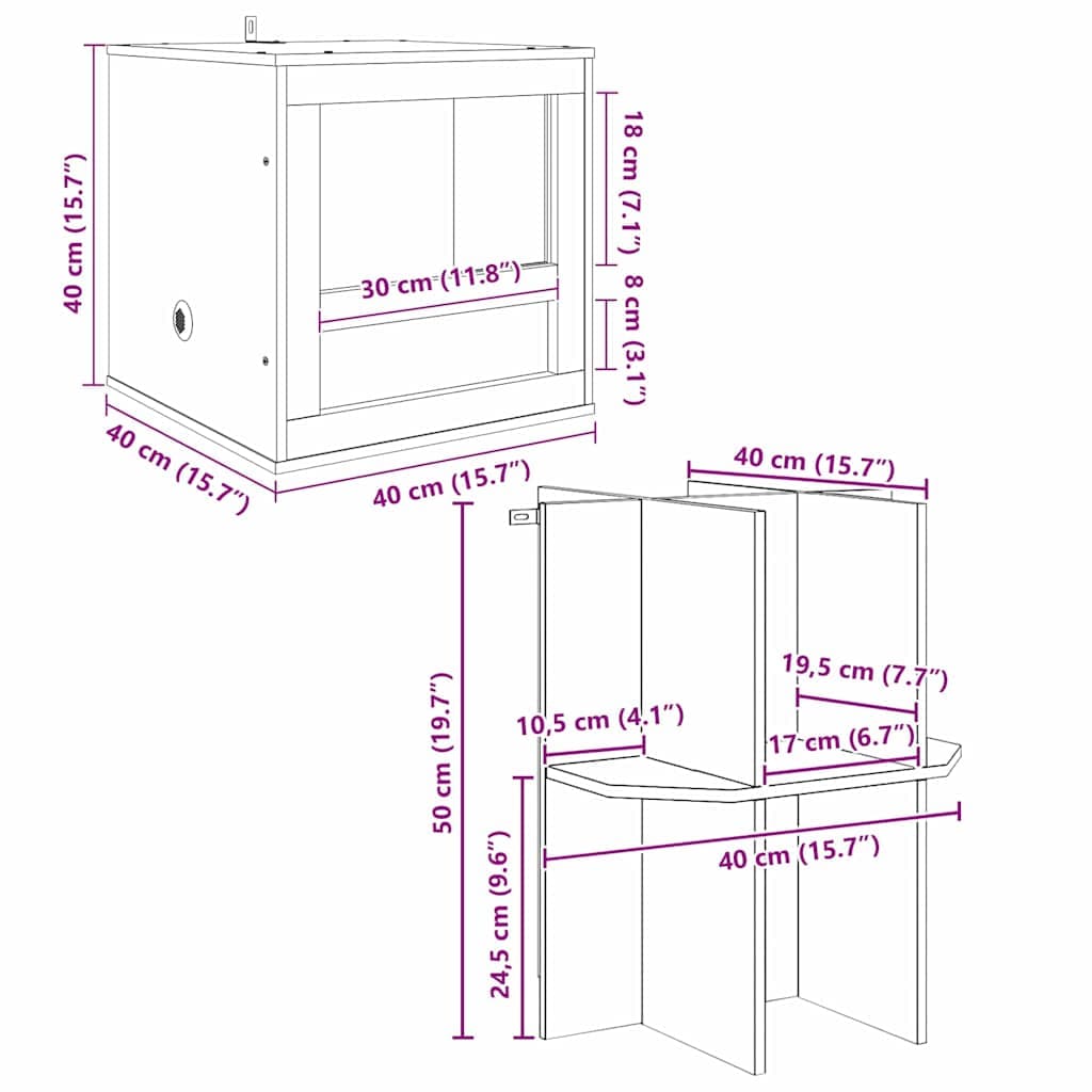 Terrario Marrone 40 x 40 x 90 cm OSB — miniatura 12 di 12