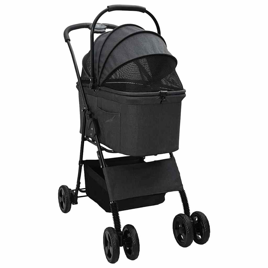 Passeggino pieghevole per animali Nero 81 x 47 x 99 cm — miniatura 3 di 13