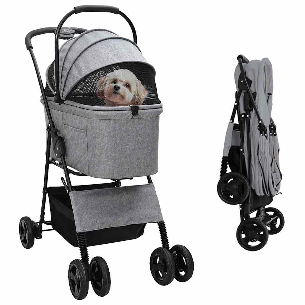Passeggino pieghevole per animali Grigio 81 x 47 x 99 cm — miniatura 1 di 13