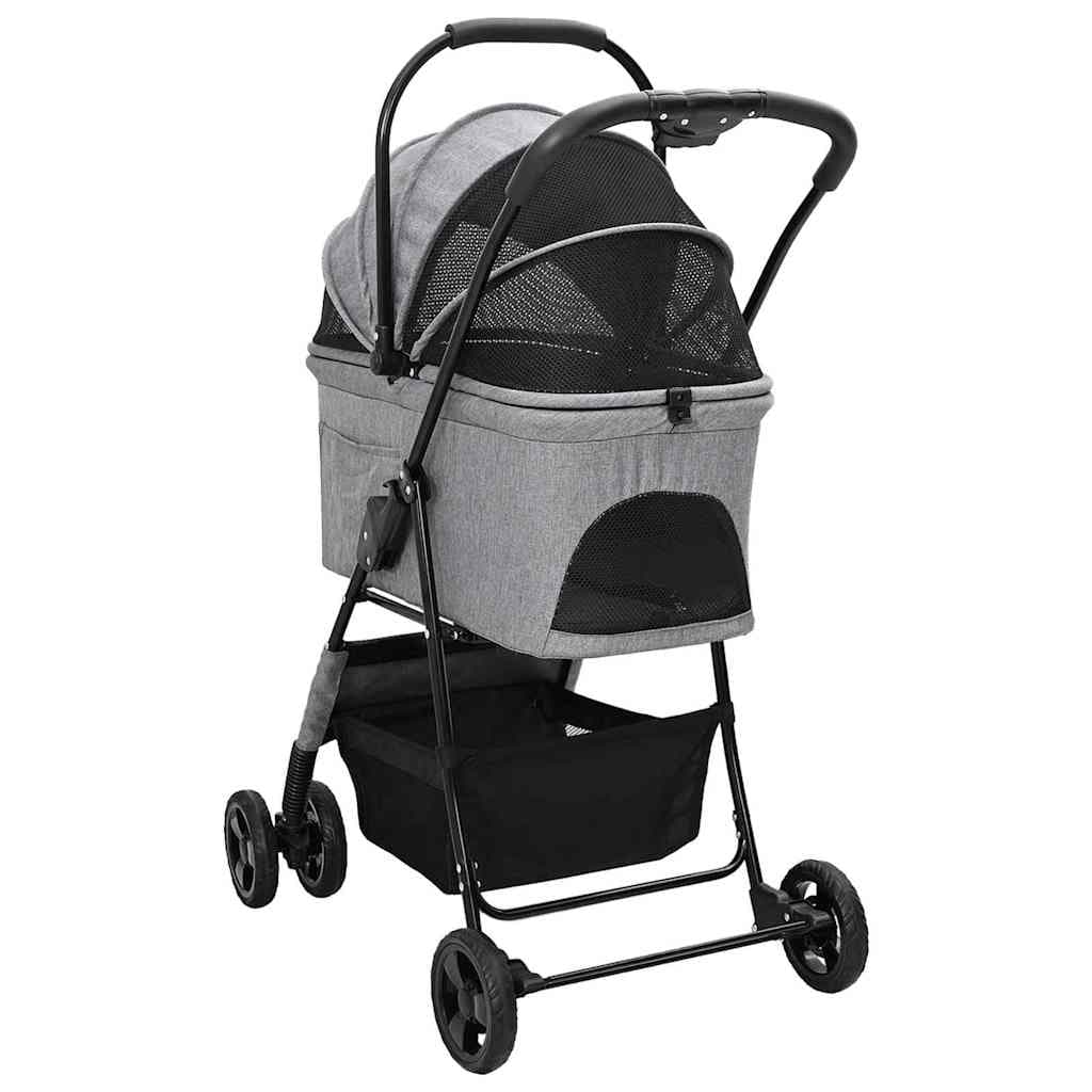 Passeggino pieghevole per animali Grigio 81 x 47 x 99 cm — miniatura 8 di 13