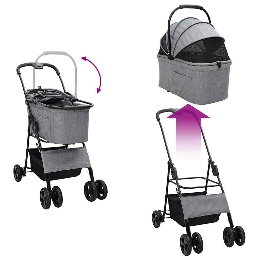 Passeggino pieghevole per animali Grigio 81 x 47 x 99 cm — miniatura 11 di 13