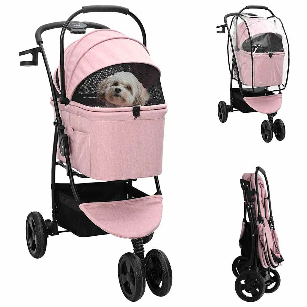 Passeggino pieghevole per animali Rosa 78 x 54 x 101 cm — miniatura 1 di 15