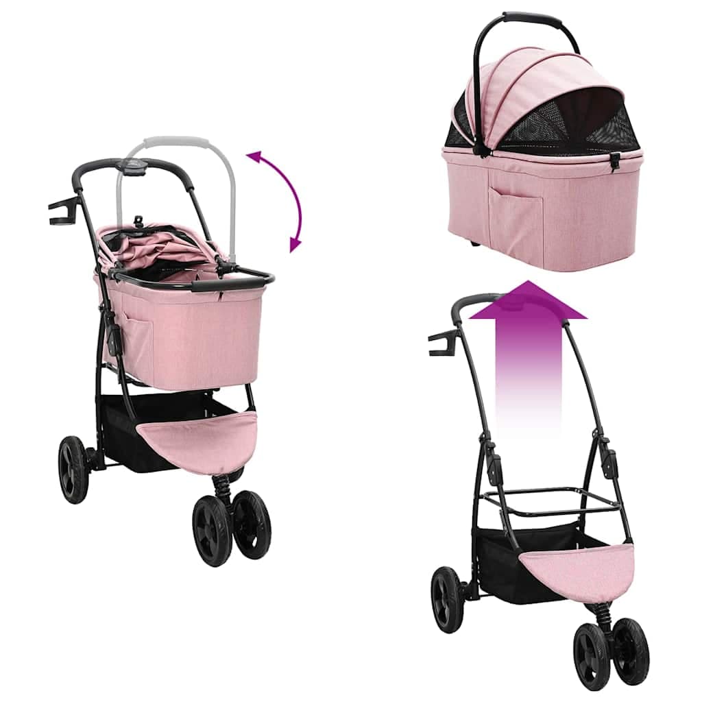 Passeggino pieghevole per animali Rosa 78 x 54 x 101 cm — miniatura 12 di 15