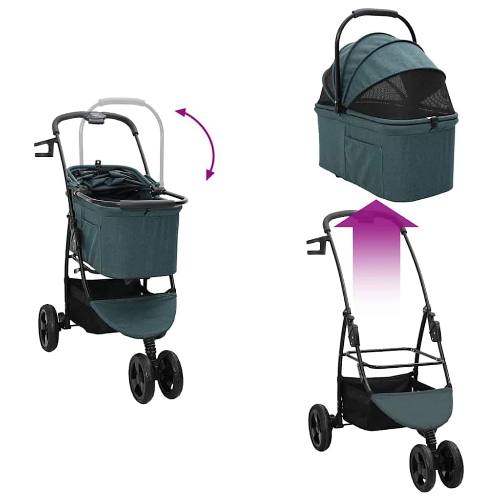 Passeggino pieghevole per animali Verde 78 x 54 x 101 cm — miniatura 12 di 15