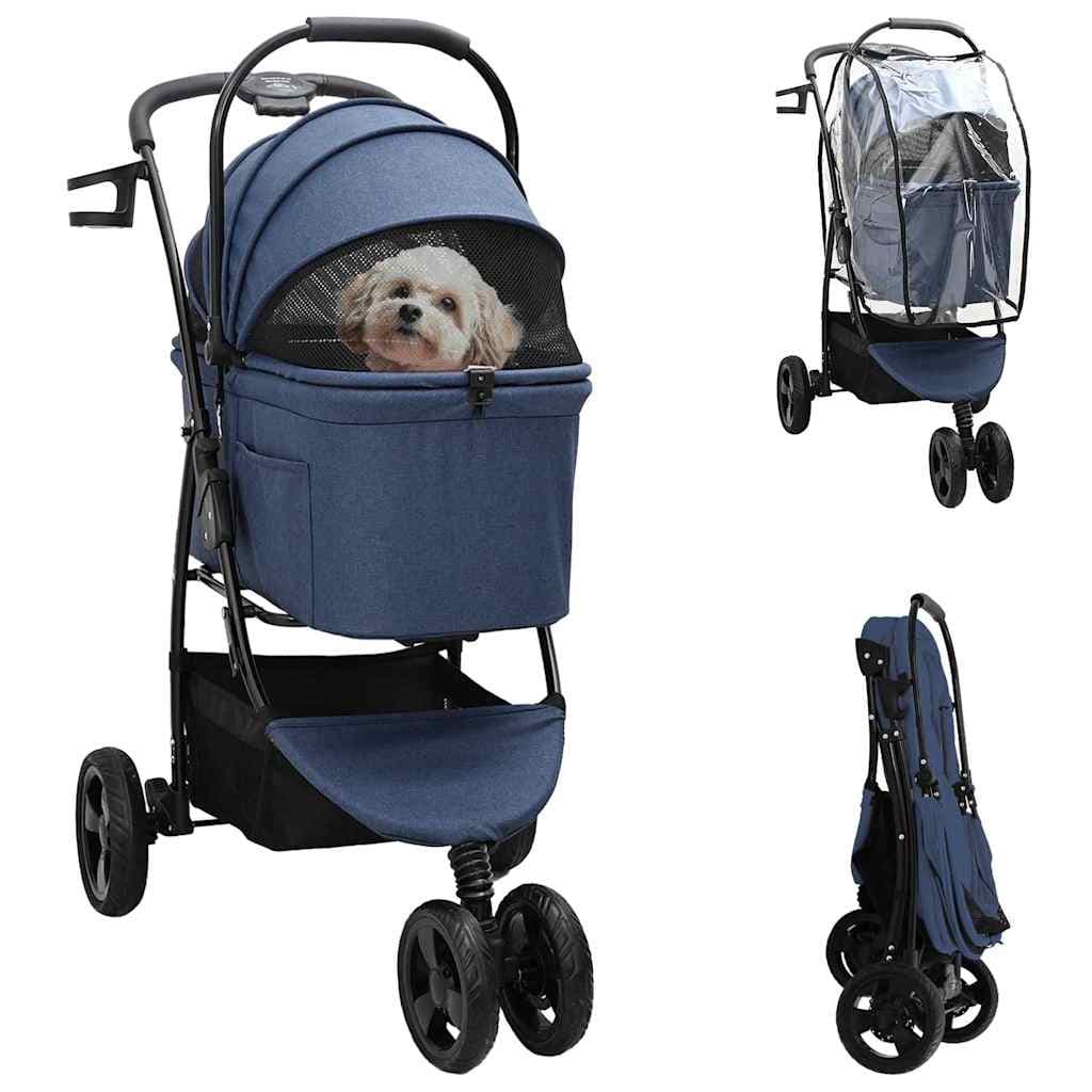 Passeggino pieghevole per animali Blu 78 x 54 x 101 cm — miniatura 1 di 15