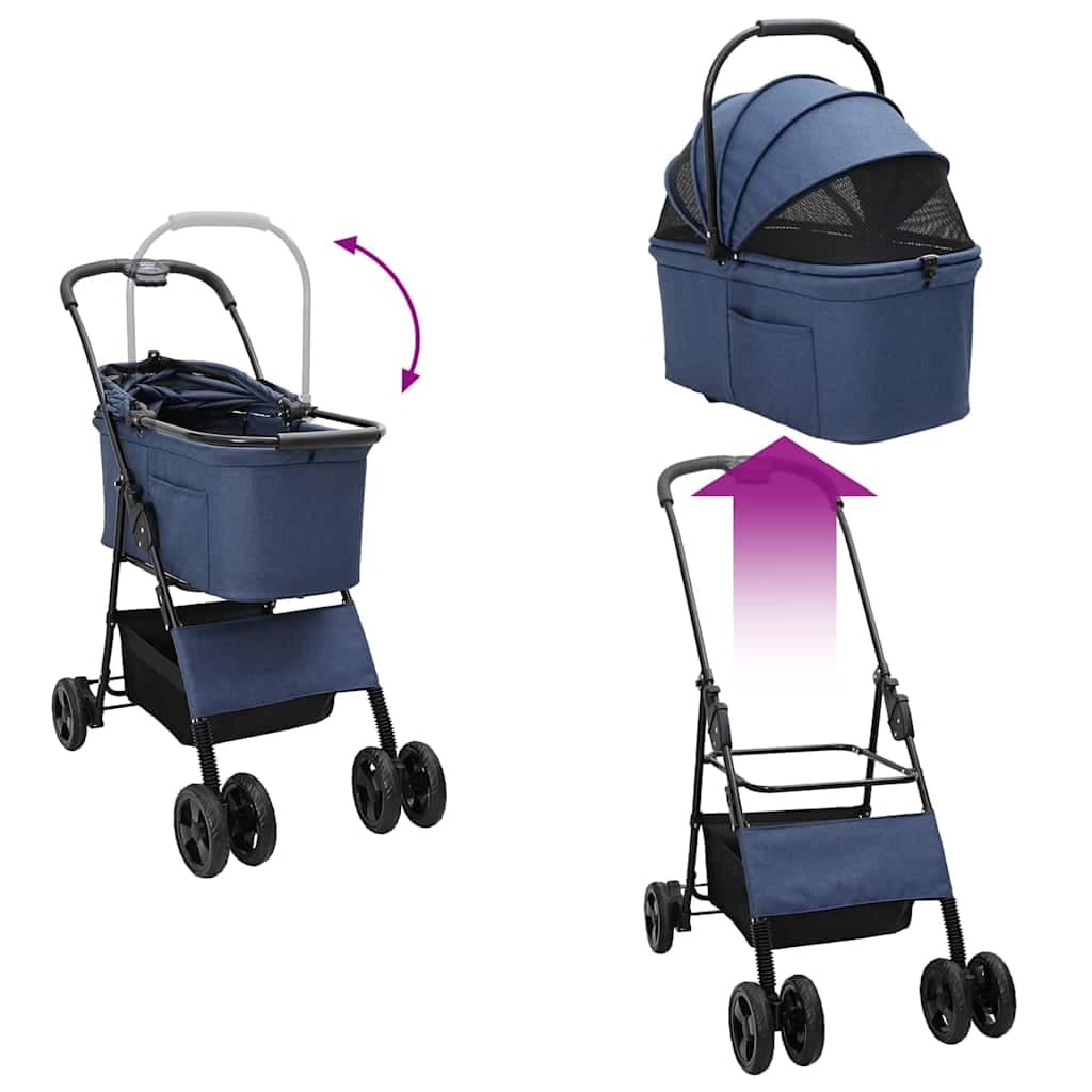 Passeggino pieghevole per animali Blu 78 x 54 x 101 cm — miniatura 12 di 15